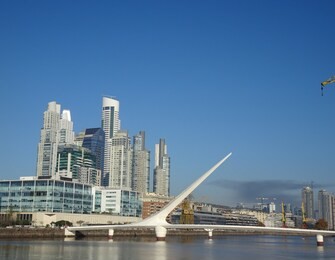 
the bridge of the woman is a cable-stayed bridge of pylon counterweight, in buenos aires, argentina