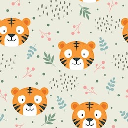 tiger pattern seamless  background, vector illustration, animal cartoon pattern