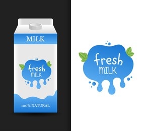 blank fresh milk carton branding box. milk cardboard package. drink box. modern vector illustration.