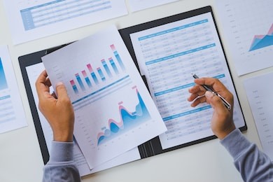 businessman working calculate data document graph chart report marketing research development  planning management strategy analysis financial accounting. business office concept.