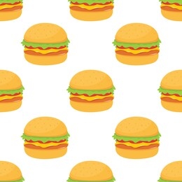 burger seamless pattern. burger flat vector on white background