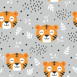 tiger pattern seamless  background, vector illustration, animal cartoon pattern