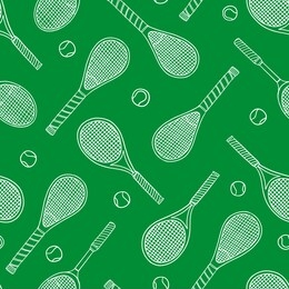 tennis racket and balls doodle seamless pattern. vector illustration background. for print, textile, web, home decor, fashion, surface, graphic design