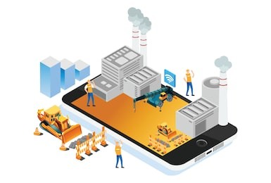 modern isometric smart factory manufacturing facilities illustration, suitable for diagrams, infographics, book illustration, game asset, and other graphic related assets