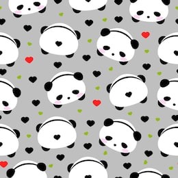 seamless vector pattern. background with panda bear and heart. cute pattern. kawaii vector pattern. mochi panda. wrapping paper, fabric, cover, baby chower pattern.
