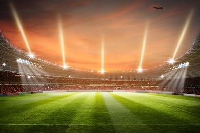 football stadium 3d rendering soccer stadium with crowded field arena