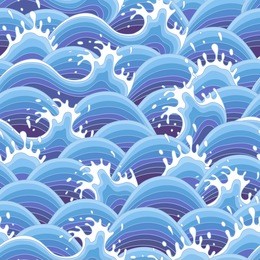 sea wave background in the decorative style. seamless pattern. vector illustration.