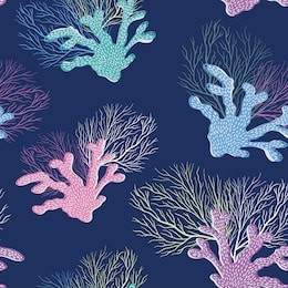 colorful fun coral seamless pattern, happy neon underwater sea life with shells, corals, starfish and snails - great for summer fabrics, seasonal prints, backgrounds, banners, invitations