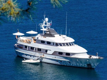 motor yacht on the sea, symbolic photo for luxury, leisure, vacation