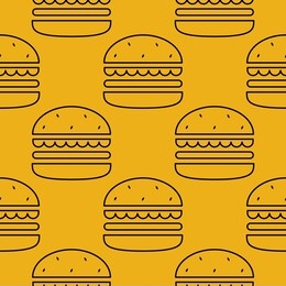 contour burger vector seamless pattern illustration for packaging, wrapping paper. classic american fast food hamburger, cheeseburger. vector eps 10.