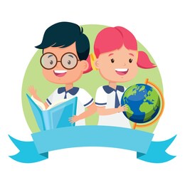 boy and girl student with map and book back to school vector illustration