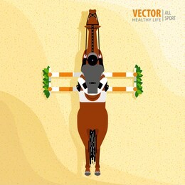 equestrian sport. poster. jockey riding jumping horse. competitions. top view. vector illustration