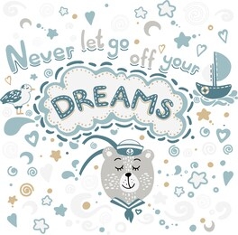 bear- sailor cute vector illustration. famous phrase means "never give up".
