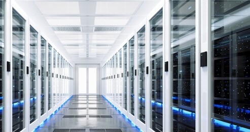 data server rack center. backup cloud service. 3d rendering