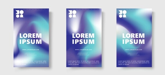 minimal cover, modern business brochure set. holographic style brand catalogue layout.  colorful abstract gradient waves  - vector