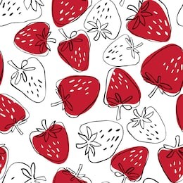seamless pattern of abstract  hand drawnstrawberries on white background. fruit illustration.