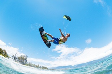 kite boarding, fun in the ocean, extreme sport