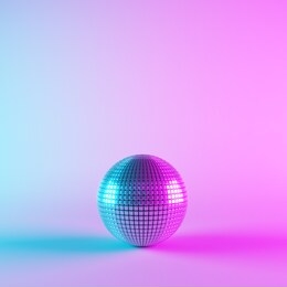 disco ball with neon light. 3d rendering 