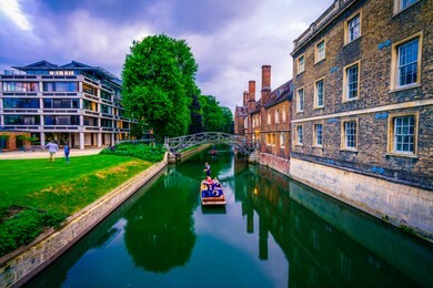 famous newton's bridge known as mathematical bridge in cambridge city in england
