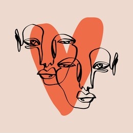 abstract face one line modern drawing. portrait in minimalistic style.