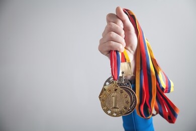 sportsman with medals. sport, winner, success