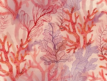 watercolor corals. seamless pattern with the underwater world