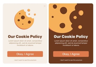 the cookie pop up set for web design. flat vector design illustration. useful for web design pop ups and other elements. 