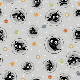 seamless pattern kawaii cats , cartoon animals background, vector illustration