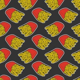 french fries. vector concept in doodle and sketch style. hand drawn illustration for printing on t-shirts, postcards. seamless pattern for textile, paper wrap.