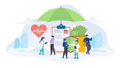 health insurance concept flat vector illustration for landing page, banner, web design, business