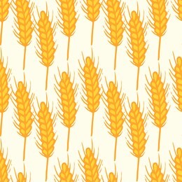seamless autumn pattern with spikelets of wheat