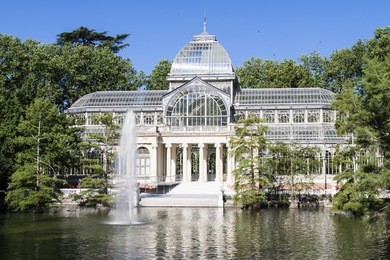 ancient crystal palace in el retiro park at madrid spain