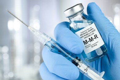 small drug vial with mmr vaccine