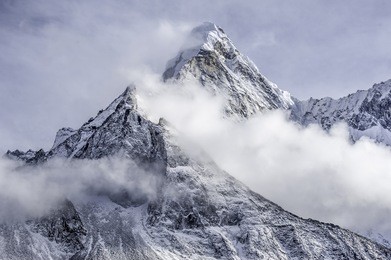  the peak of the ama dablam massif - everest region, nepal himalayas
