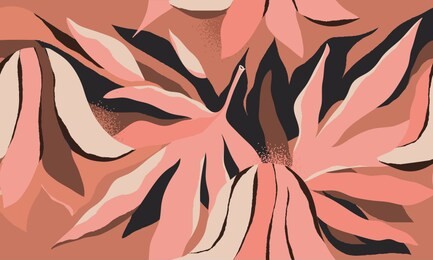 modern exotic jungle plants illustration pattern. creative collage contemporary floral seamless pattern. fashionable template for design.