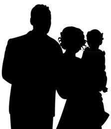 happy family portrait silhouette vector