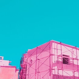 hotel construction in infrared style. minimal and surreal