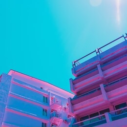 walls of hotels in infrared style. minimal and surreal
