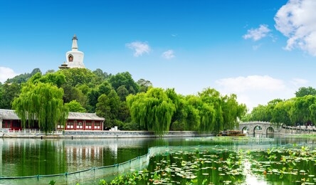 beautiful scene of beijing imperial park: beihai