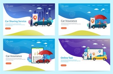 set of landing page with the theme of the car, vector illustration, can use for, template, ui, web, mobile app, poster, banner, flyer