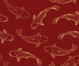seamless pattern with koi carps