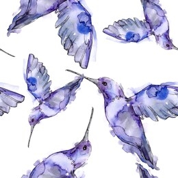 sky bird colibri in a wildlife. wild freedom, bird with a flying wings. watercolor illustration set. watercolour drawing fashion aquarelle. seamless background pattern. fabric wallpaper print texture.