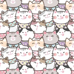 seamless pattern of cute cartoon cat illustration design