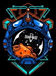 astronaut helmet with geometry pattern