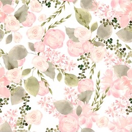 bright colorful seamless pattern with flowers of roses and berry. illustration
