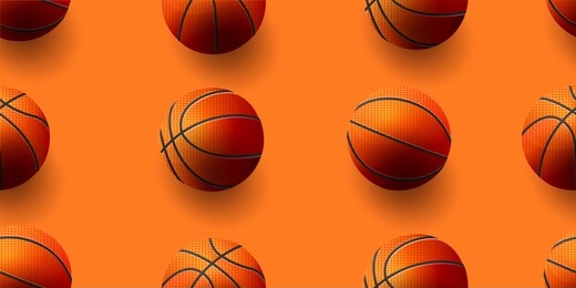 seamless pattern with basketballs from different sides. vector modern illustration