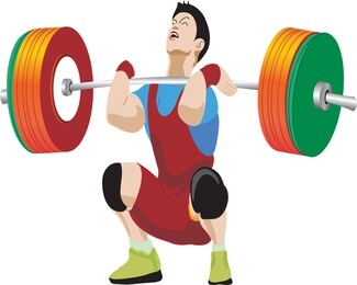 weightlifter man training his strength isolated on white background