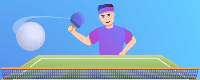 man play table tennis concept banner. cartoon illustration of man play table tennis concept banner for web design
