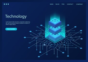 digital technology banner. big data analysis algorithm on a dark blue background. artificial intelligence concept. vector illustration.