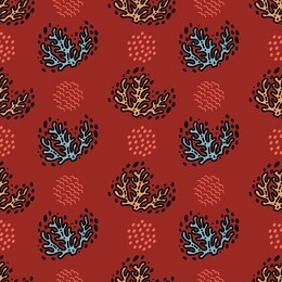 doodles seamless pattern with corals in vector. illustration can be used for wallpaper, pattern fills, web page background, surface textures design.